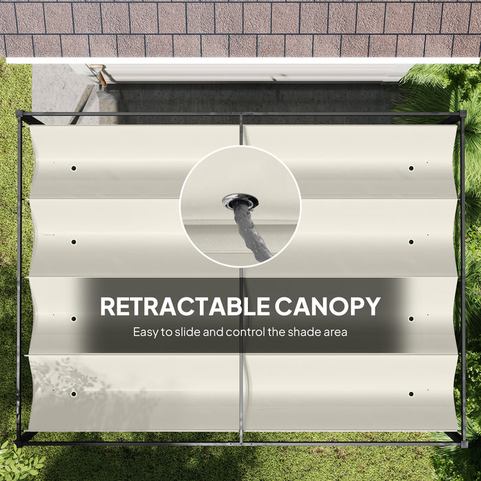 Outsunny 4 x 3(m) Metal Pergola with Retractable Roof, Garden Gazebo Canopy Shelter for Outdoor, Patio, Cream White