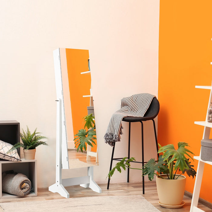 Free Standing Jewelry Cabinet with Full-Length Mirror-