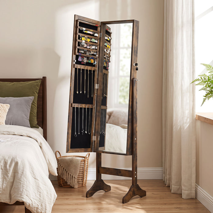 Freestanding Jewelry Armoire Cabinet with Full Length Mirror-