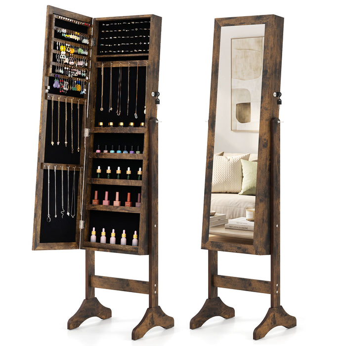 Freestanding Jewelry Armoire Cabinet with Full Length Mirror-