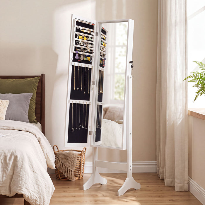 Freestanding Jewelry Armoire Cabinet with Full Length Mirror-
