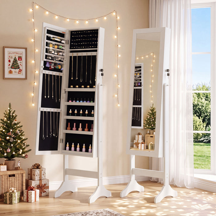 Freestanding Jewelry Armoire Cabinet with Full Length Mirror-