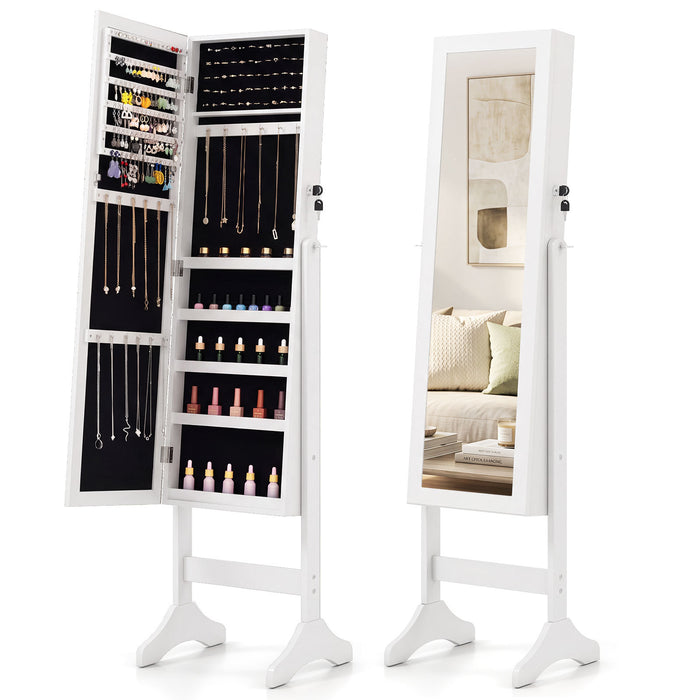 Freestanding Jewelry Armoire Cabinet with Full Length Mirror-
