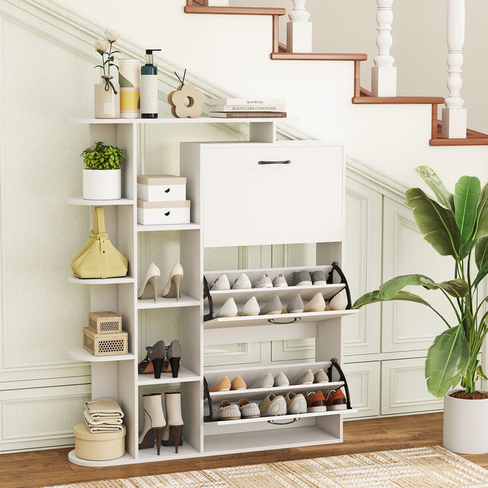 Freestanding Shoe Organizer with 3 Flip Drawers and 8 Adjustable Drawer Shelves-