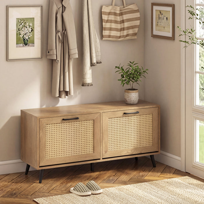 Freestanding Shoe Storage Cabinet with 2 Flip Drawers and Adjustable Shelves-