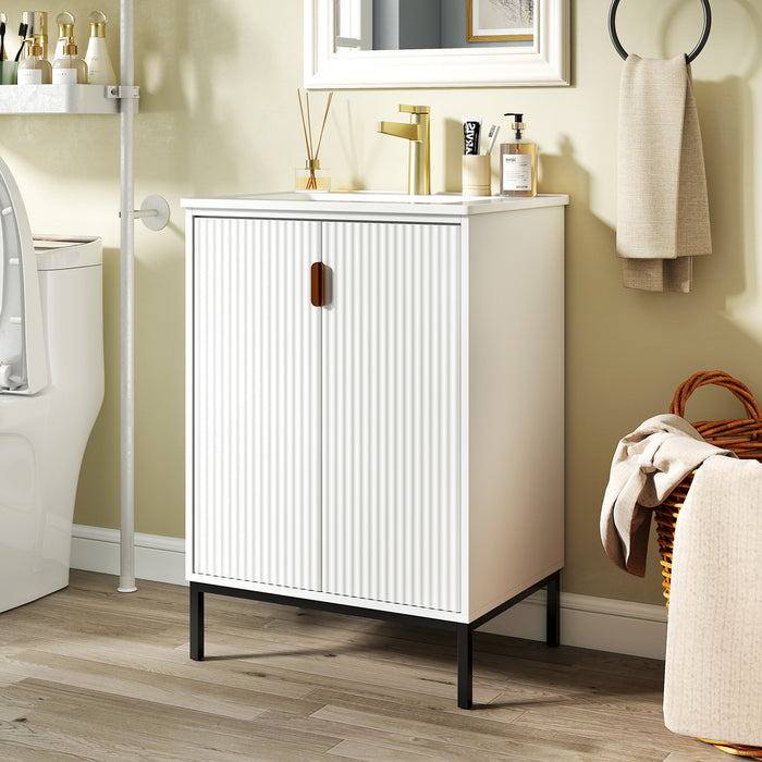 Freestanding Bathroom Vanity Cabinet with Sink and Adjustable Shelf-