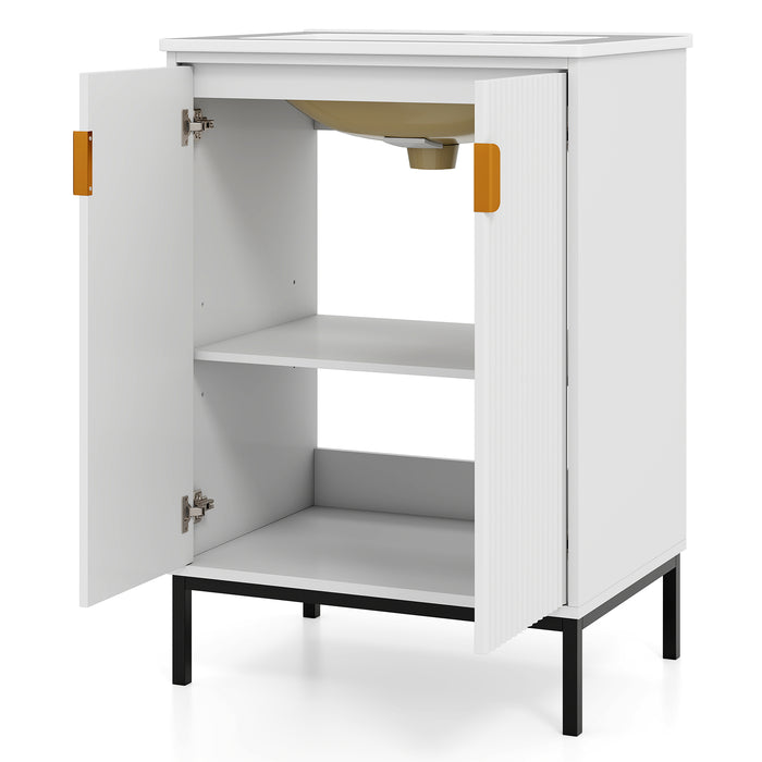 Freestanding Bathroom Vanity Cabinet with Sink and Adjustable Shelf-
