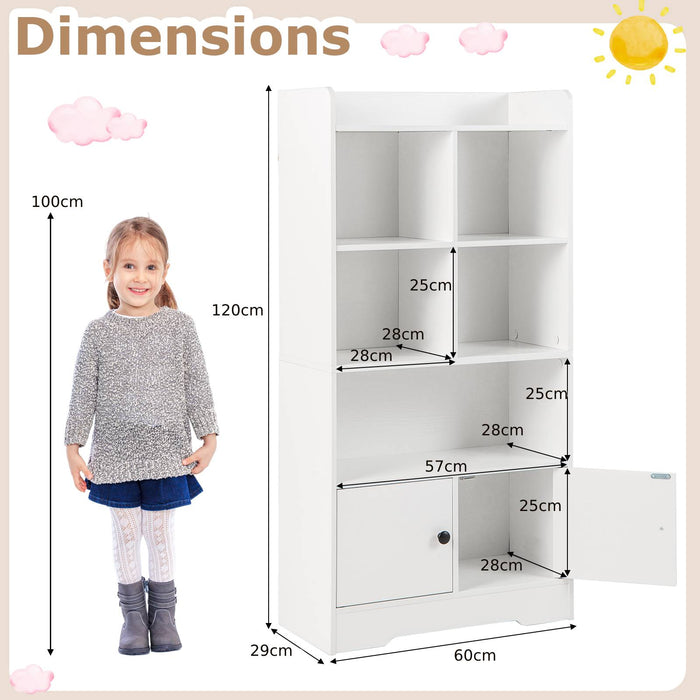 Freestanding Bookcase with 2 Storage Cabinets and 5 Cubbies-