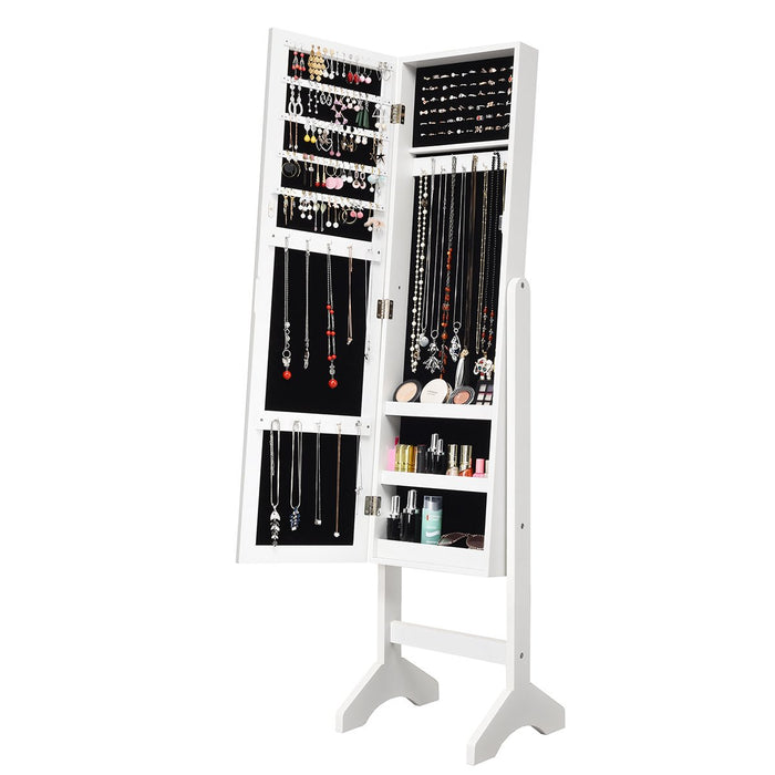 Freestanding Jewelry Cabinet Armoire with Full-Length Mirror-