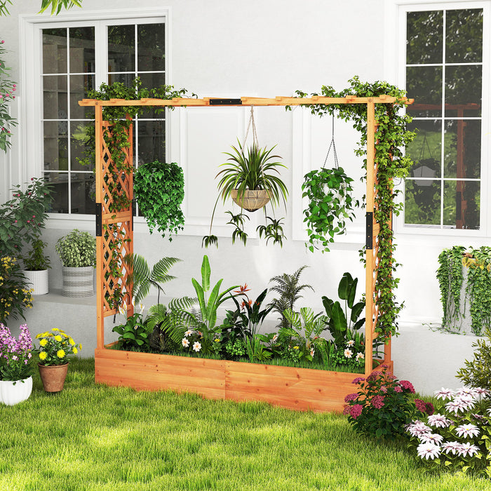 Freestanding Raised Garden Bed Planter Box Planter Box with Trellis-