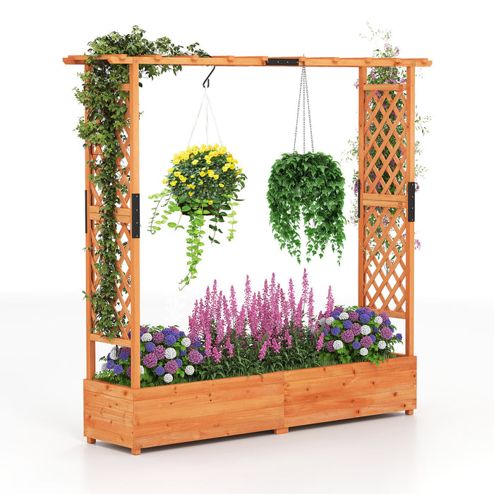 Freestanding Raised Garden Bed Planter Box Planter Box with Trellis-