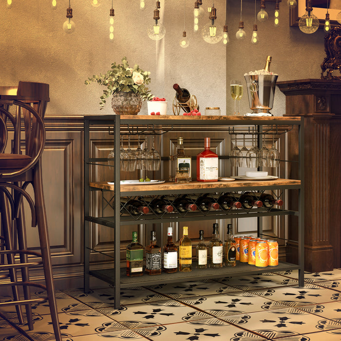 104 CM Wine Rack with 4 Glass Holders-