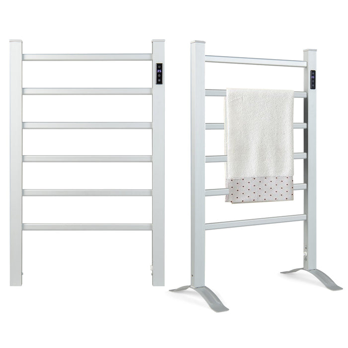 Freestanding and Wall Mounted Towel Warmer with 8H Timer and LED Display-Silver
