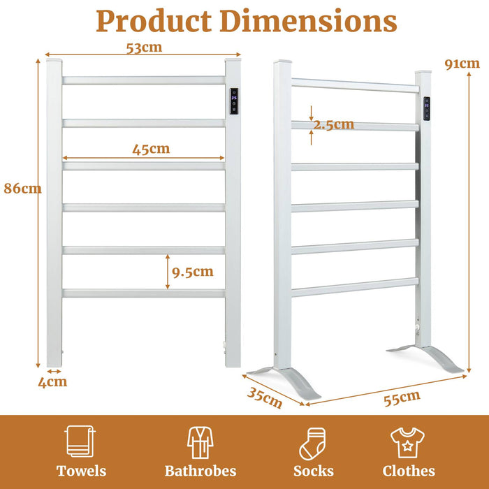 Freestanding and Wall Mounted Towel Warmer with 8H Timer and LED Display-Silver