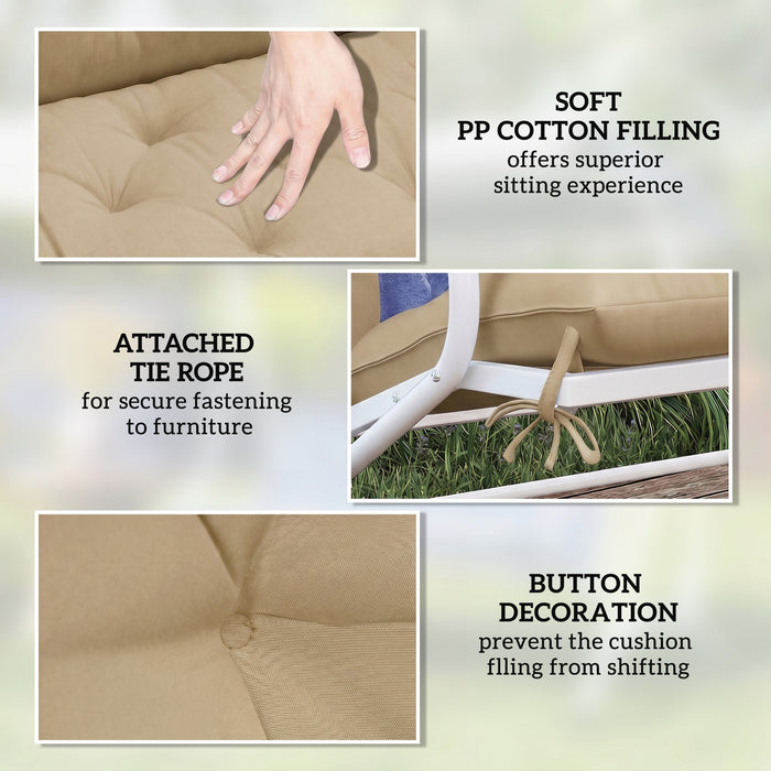 Outsunny Garden Bench Cushion, 2 Seater Swing Chair Cushion, Seat Pad with Ties for Indoor and Outdoor Use, 110 x 120 cm