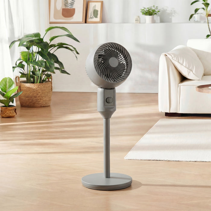 HOMCOM Air Circulator Fan Pedestal Cooling Fan with 3 Speed and Carry Handle, 9 Inch, Grey
