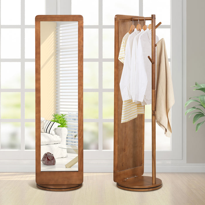 Full Length 2-in-1 Freestanding Dressing Mirror with Coat Rack-