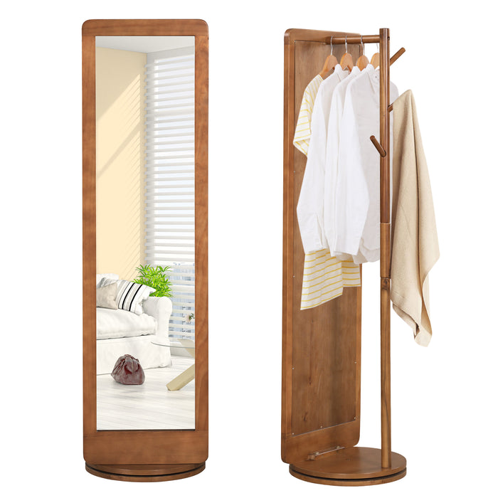 Full Length 2-in-1 Freestanding Dressing Mirror with Coat Rack-