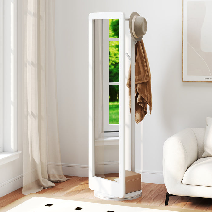 Full Length 2-in-1 Freestanding Dressing Mirror with Coat Rack-
