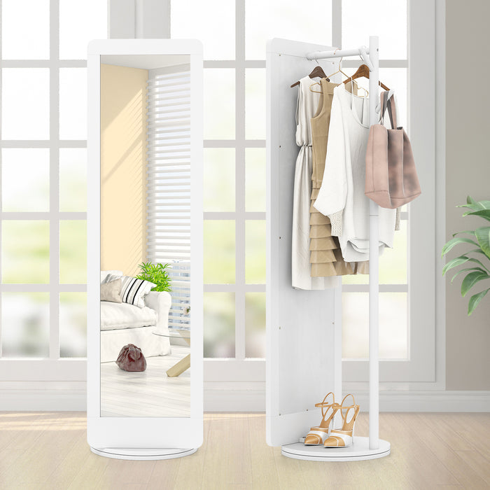 Full Length 2-in-1 Freestanding Dressing Mirror with Coat Rack-