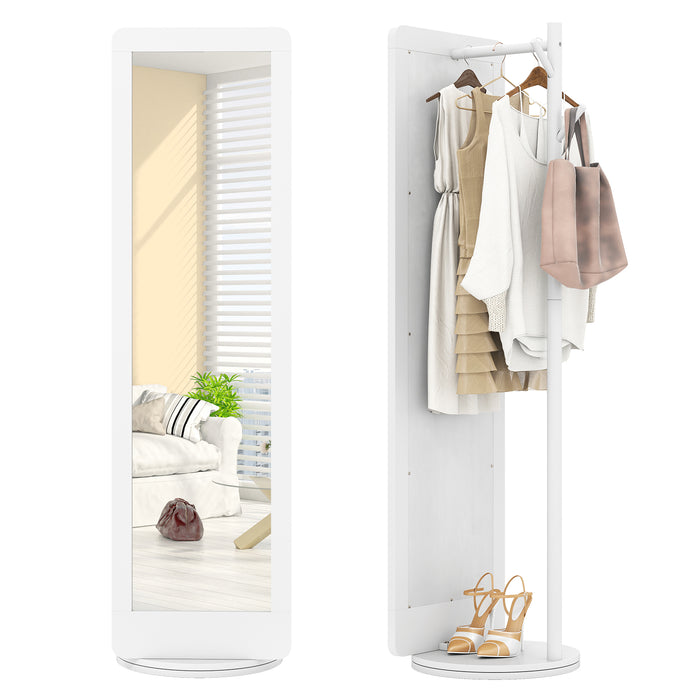 Full Length 2-in-1 Freestanding Dressing Mirror with Coat Rack-
