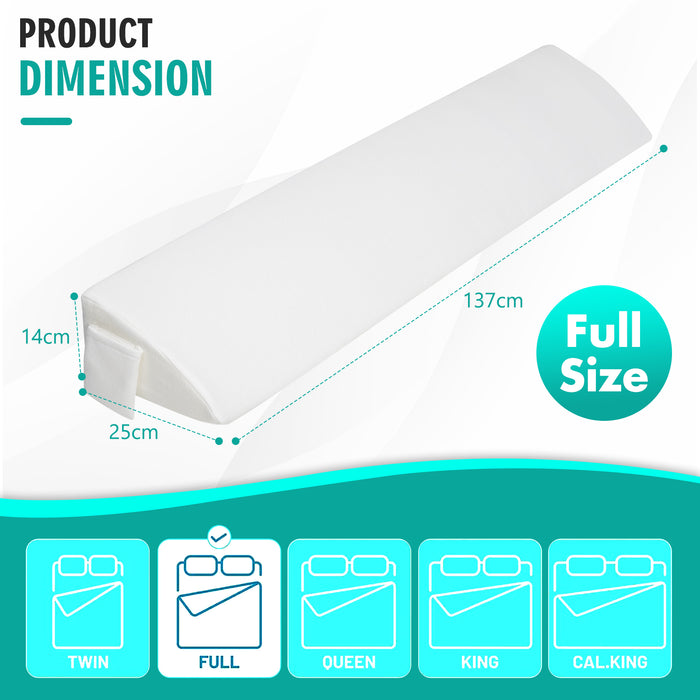 Full/Queen Size Bed Wedge Pillow with Side Pocket-