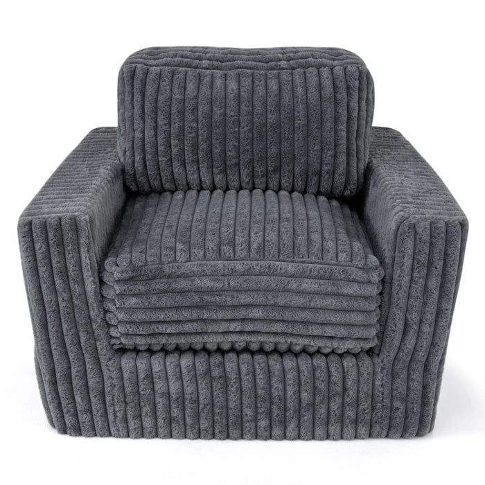 Furry Boneless Couch for Small Spaces with Removable Cover and Pillow-
