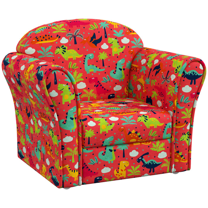 Dinosaur-Themed Kids Armchair - Sturdy Wooden Frame & Cozy Chair for Children - Perfect for Bedroom, Playroom, or Kids Spaces