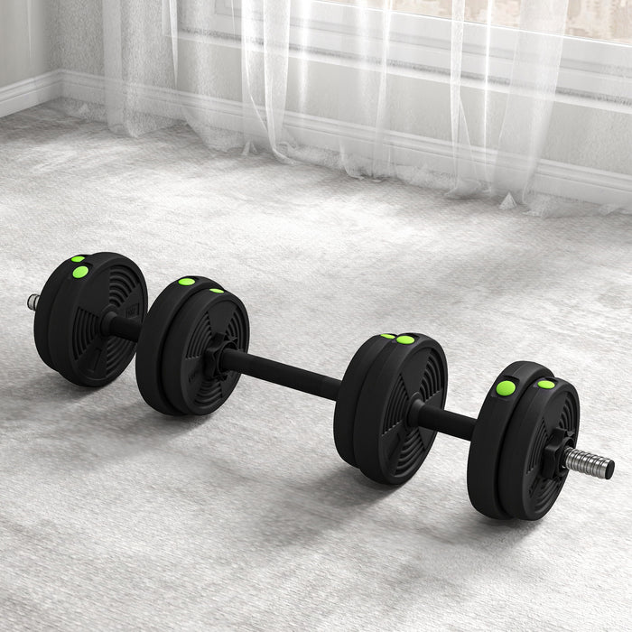SPORTNOW Adjustable Weight Barbell & Dumbbells Set Free Weights Strength Muscle Exercise Home Gym Training, Black and Green