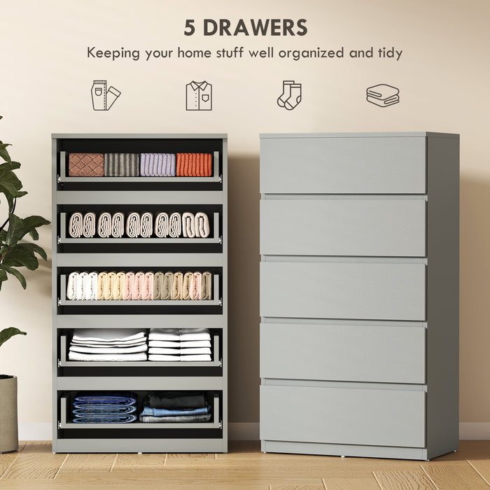 HOMCOM Chest of Drawers, 5-Drawer Storage Cabinets, Modern Dresser, Storage Drawer Unit for Bedroom