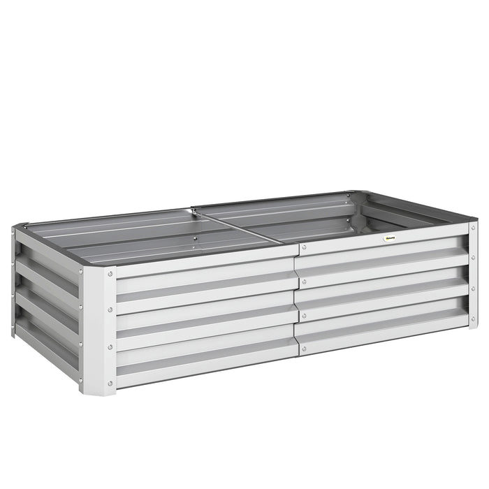 Outsunny Raised Beds for Garden, Galvanized Outdoor Planters, for Herbs and Vegetables, Use for Patio, Backyard, Balcony, Silver