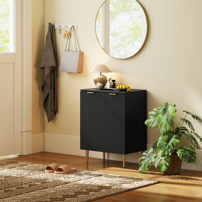 HOMCOM Sideboard Buffet Cabinet, Modern Kitchen Storage Cabinet with Adjustable Shelves and Metal Legs, Black