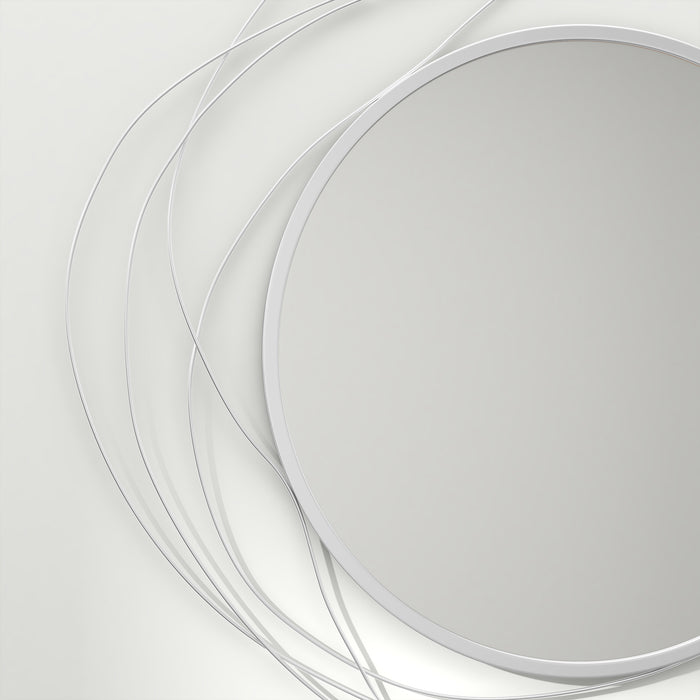 Metal Wire Wall Mirror in Abstract Design - Silver Finish with Hanging Accessories - Adds Contemporary Flair to Home Decor