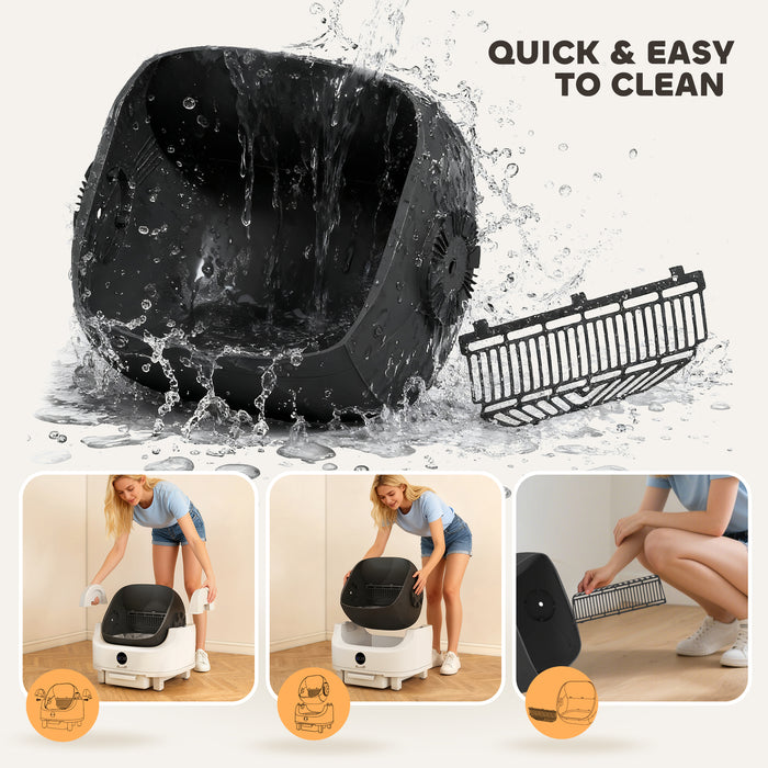 PawHut Self Cleaning Cat Litter Tray Top Opening Design, Automatic Litter Box More Space with Integrated Security Protection