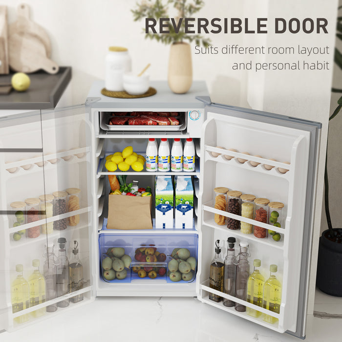 HOMCOM 91L Freestanding Under-Counter Fridge with Lock - Silver Tone
