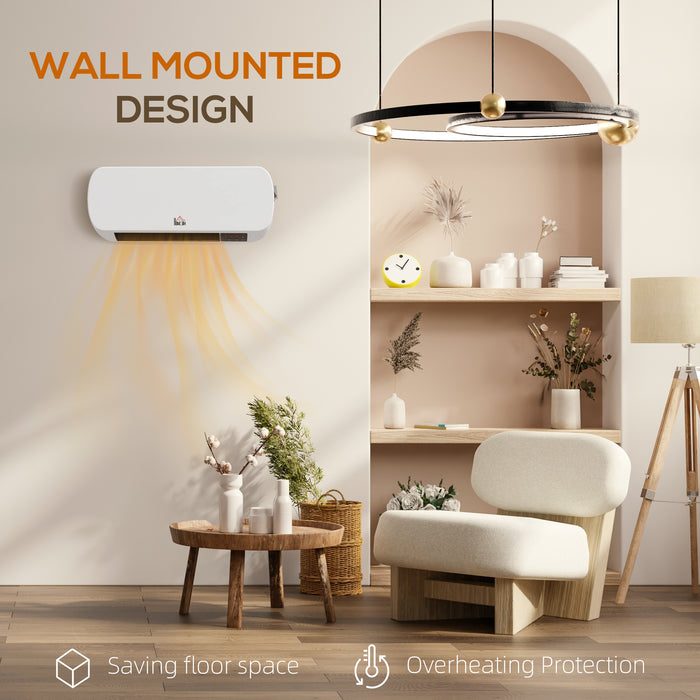 HOMCOM 2000W PTC On-Wall Heater, 10-49°C Temperature - White | Aosom UK