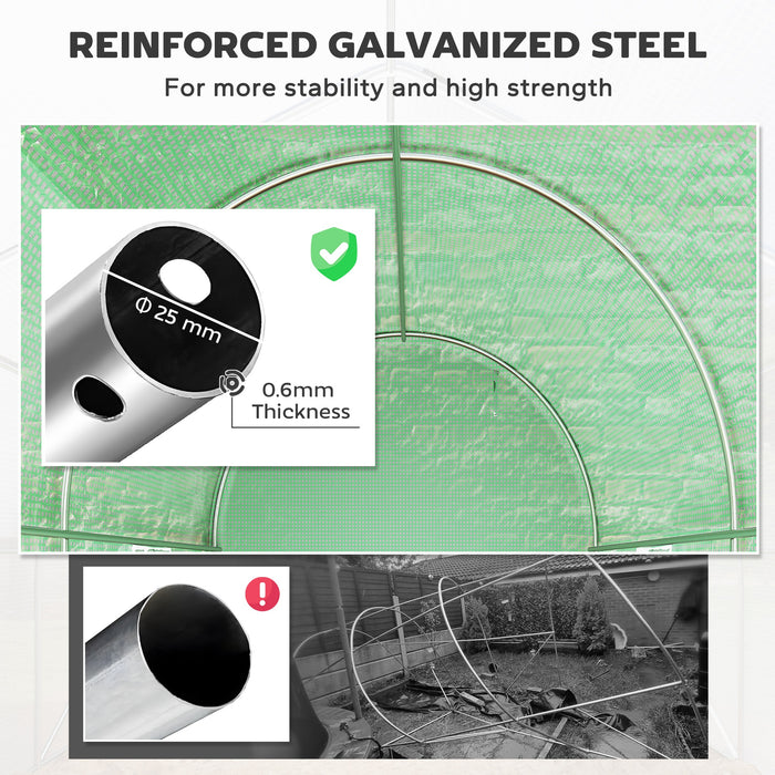 Outsunny 300 x 195cm Walk-In Tunnel Greenhouse - Green | Aosom UK