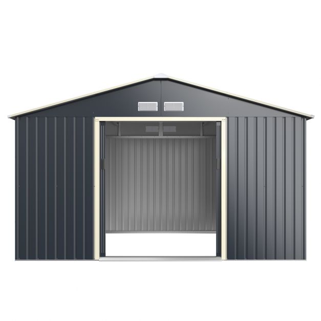 Utility Storage House with Sliding Door - Large Outdoor Storage and Organization Solution – Excellent for Garden Tools and Equipment Control