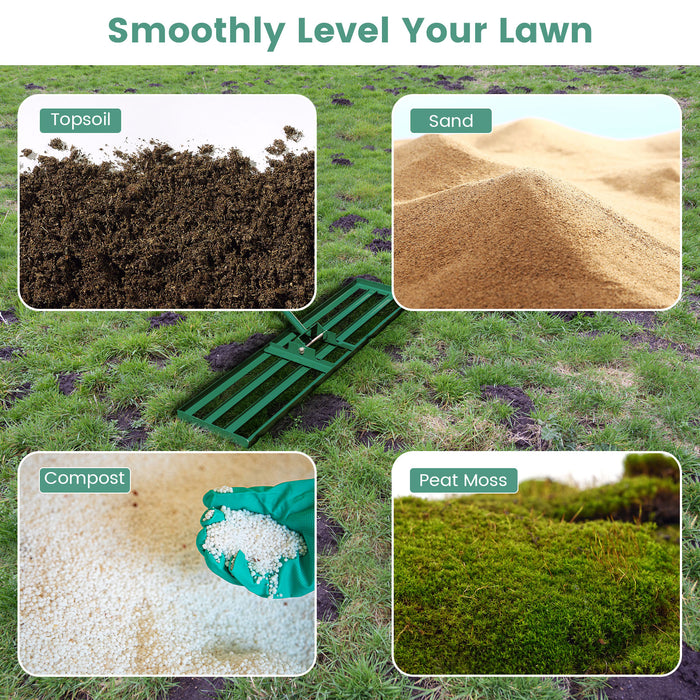 75/91/106 x 25cm Model - Adjustable Ergonomic Lawn Leveling Rake - Perfect For Any Gardener Seeking a Flat Lawn Surface