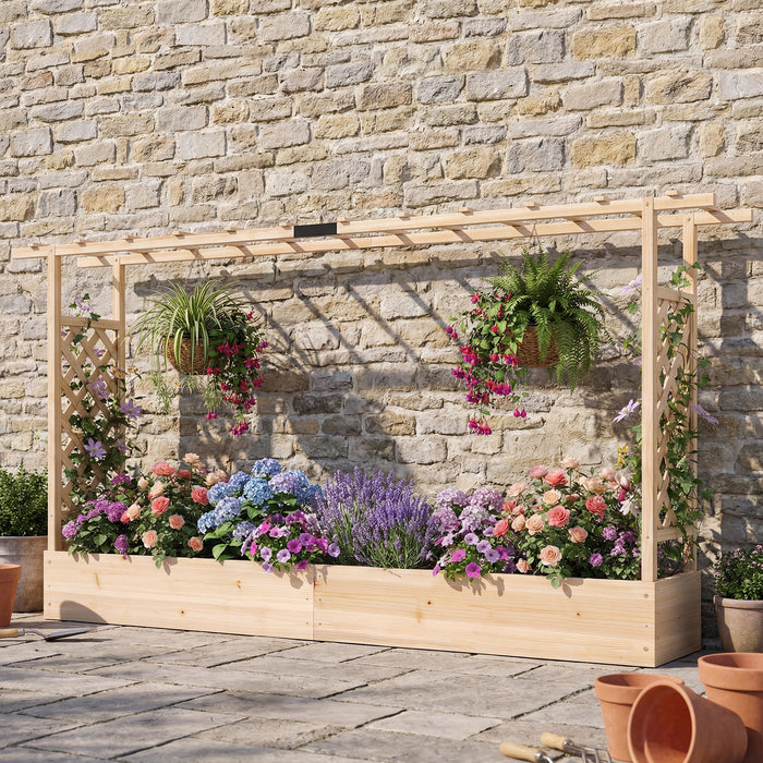 114 cm Tall Wooden Raised Garden Bed with Side Trellis-