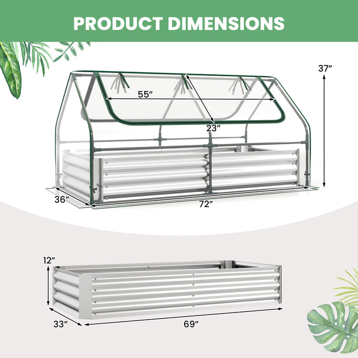 174 x 84 x 30 cm Galvanized Raised Garden Bed with Cover-