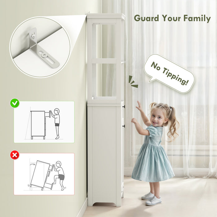 HOMCOM Tall Bathroom Cabinet with Tilt-Out Laundry Basket - White