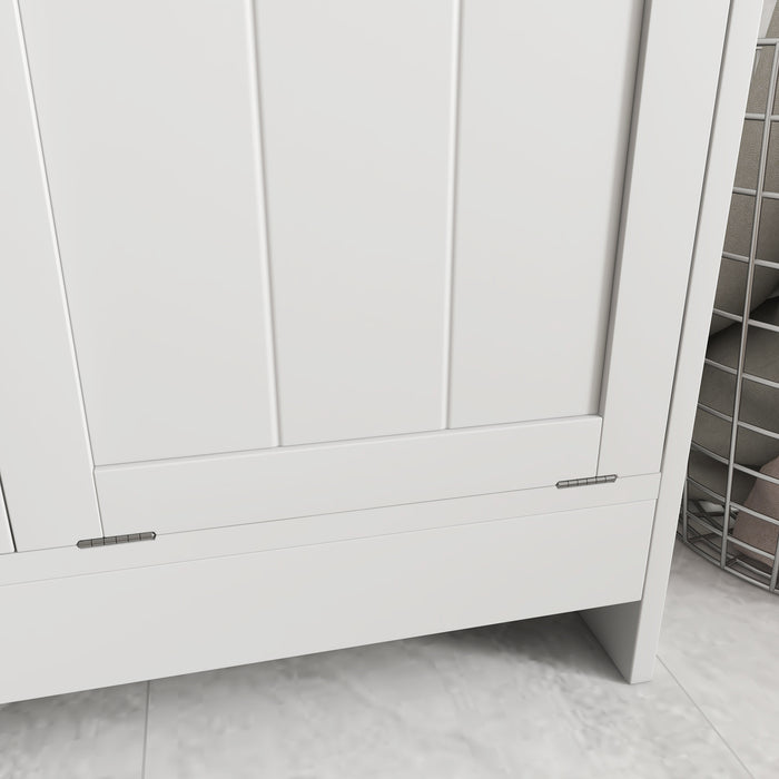 Aosom Tilt-Out Laundry Cabinet - Contemporary 2-Compartment Bathroom Organizer, White - Space-Saving Solution for Washroom Storage Needs