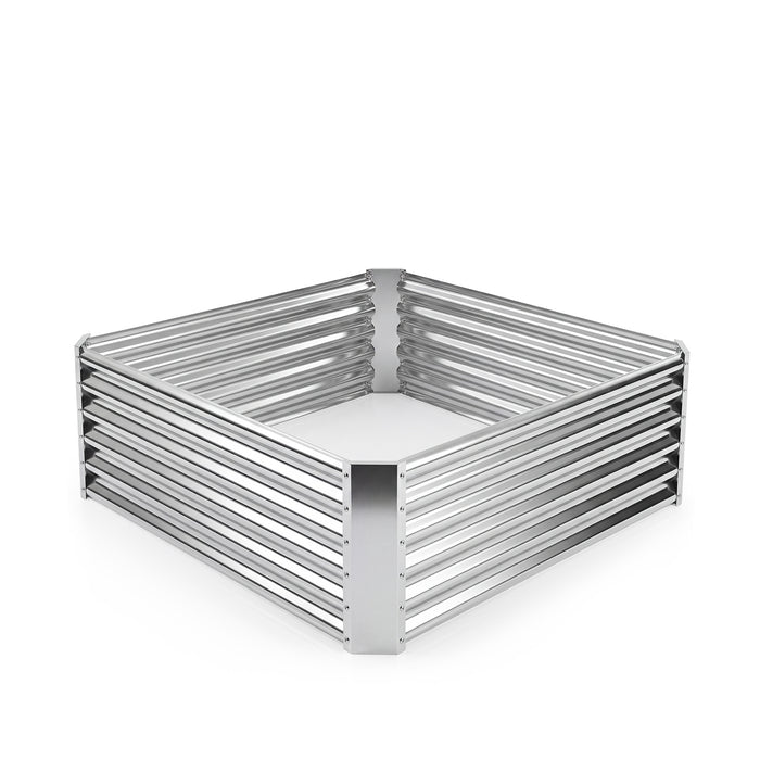 Galvanized Raised Garden Bed Rectangular Outdoor Planter Box with Open-Ended Bade-
