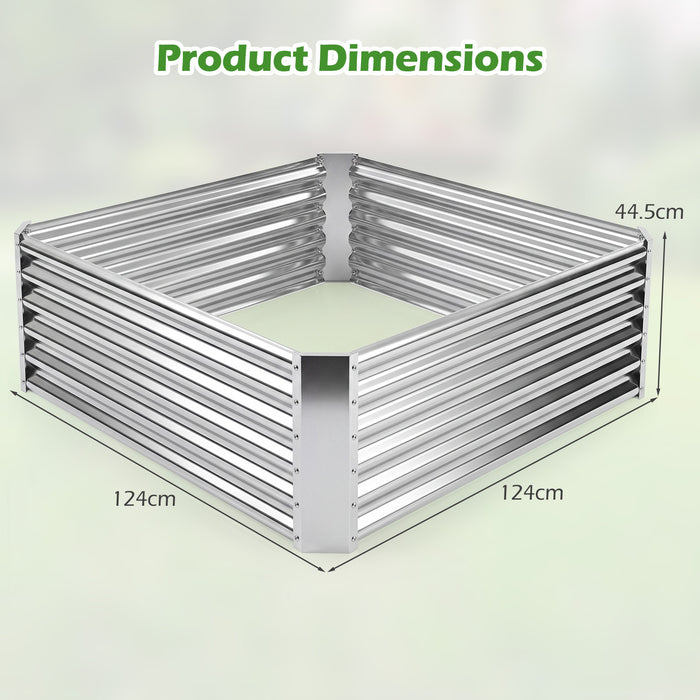 Galvanized Raised Garden Bed Rectangular Outdoor Planter Box with Open-Ended Bade-