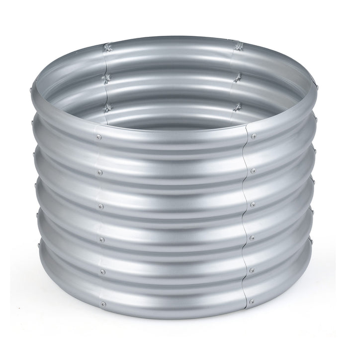 Galvanized Raised Garden Bed Round Outdoor Planter Box with Open-Ended Base-