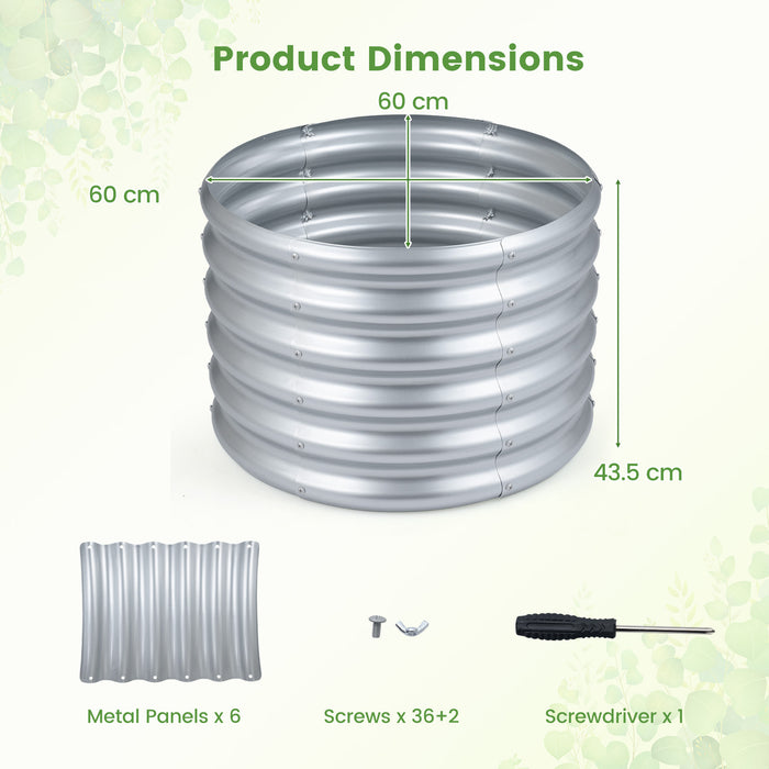 Galvanized Raised Garden Bed Round Outdoor Planter Box with Open-Ended Base-