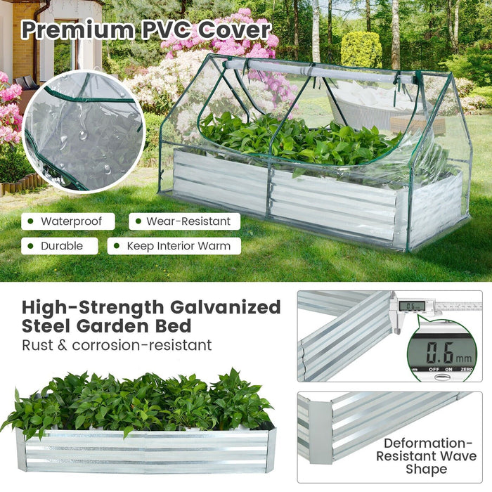 Galvanized Steel - Raised Garden Bed with Mini Greenhouse Cover - Perfect for Home Gardening Enthusiasts