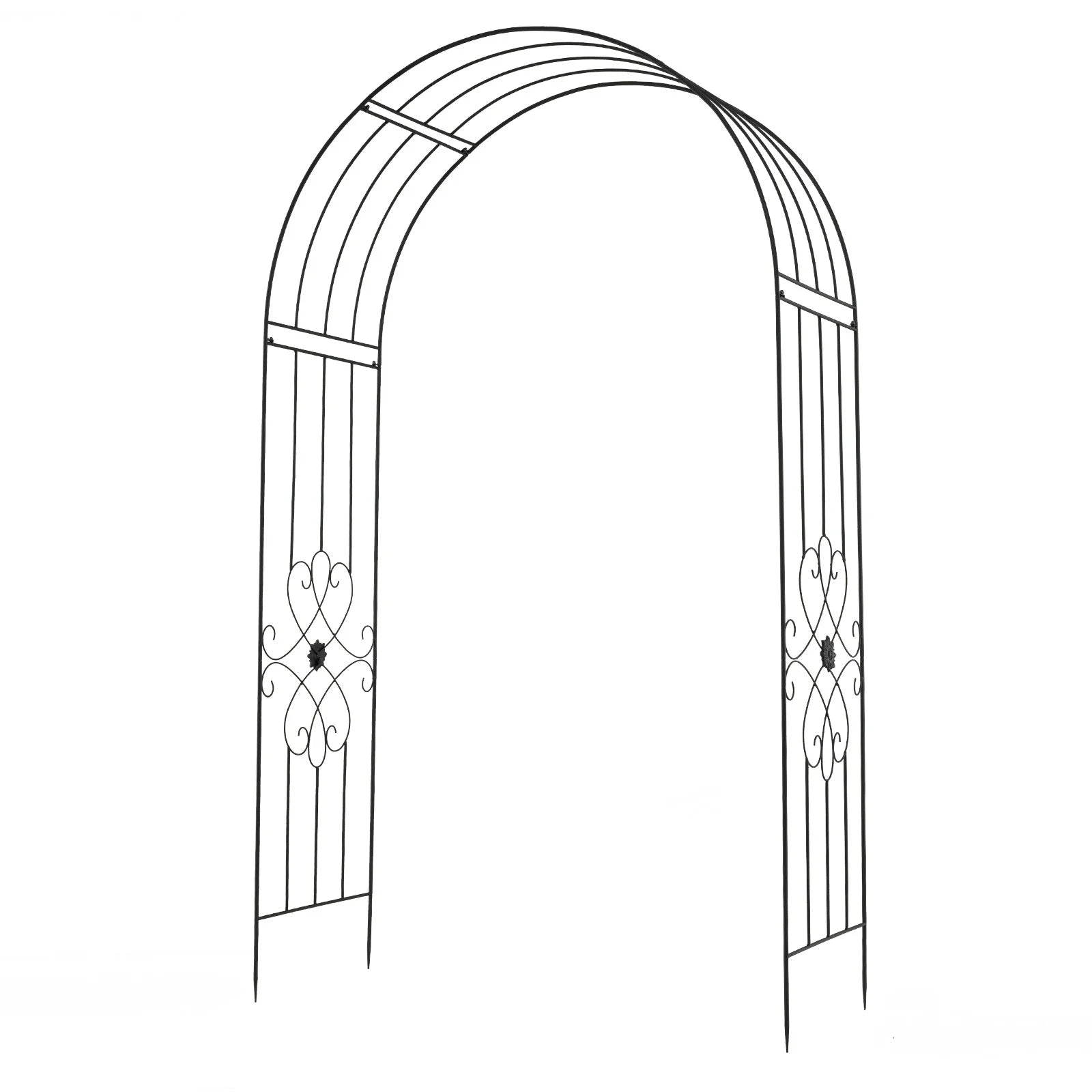 Garden Arbor with Ground Stakes amd Outdoor Metal Arch Archway for Wedding Party Ceremony Decorations-
