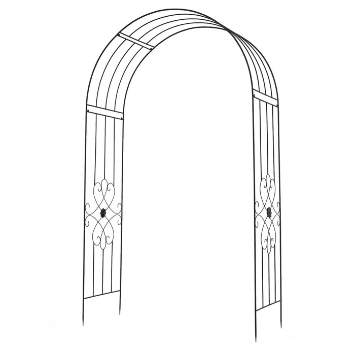 Garden Arbor with Ground Stakes amd Outdoor Metal Arch Archway for Wedding Party Ceremony Decorations-